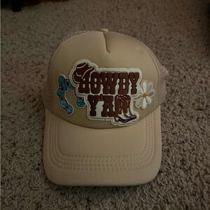 Cream Trucker Hat with Fun Patches